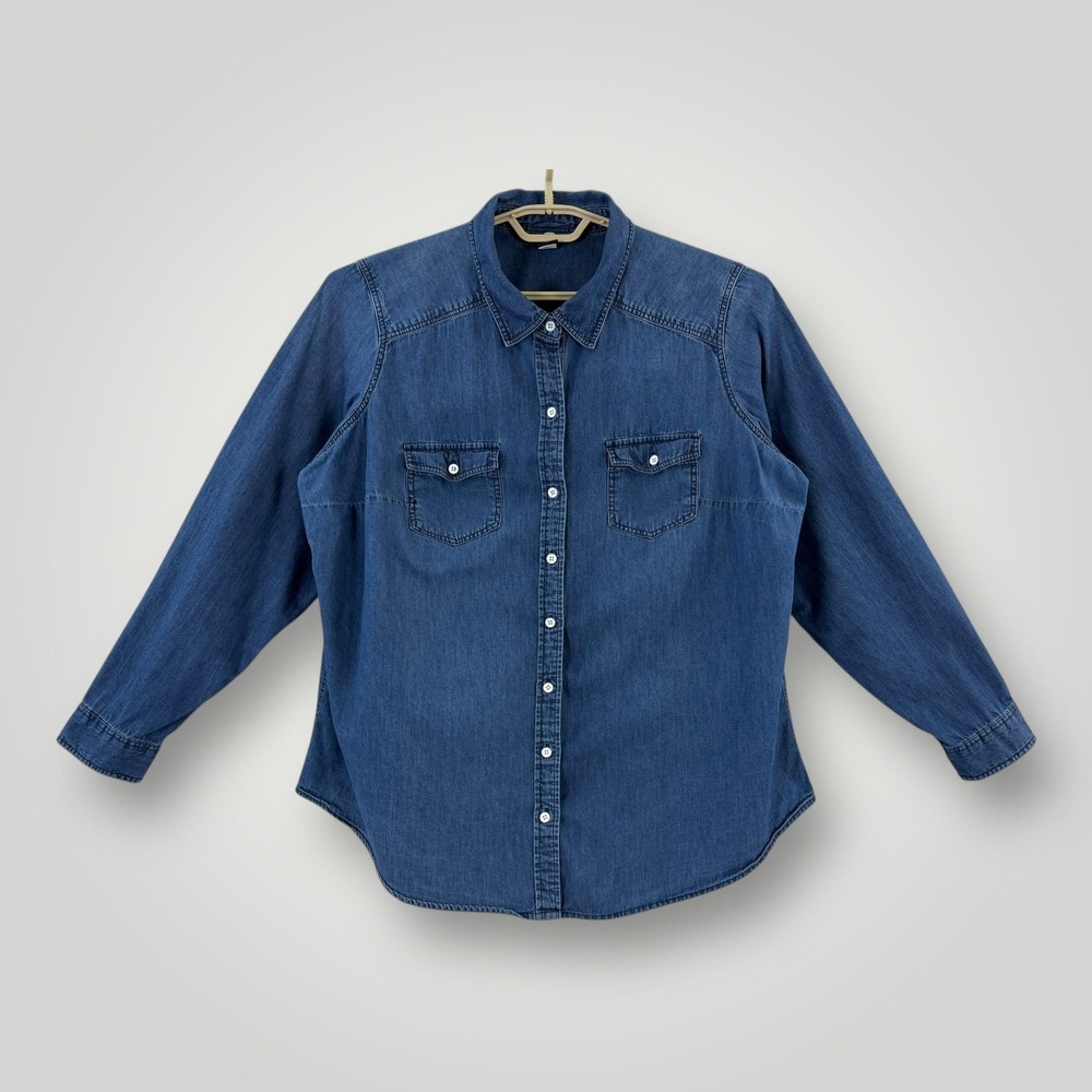 Torrid Denim Shirt Womens Size 1X Blue Button Front Long Sleeve Western Plus Top